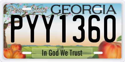GA license plate PYY1360