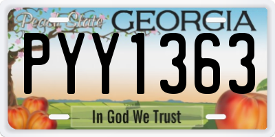 GA license plate PYY1363
