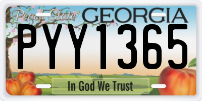 GA license plate PYY1365