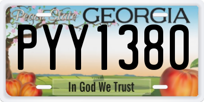 GA license plate PYY1380