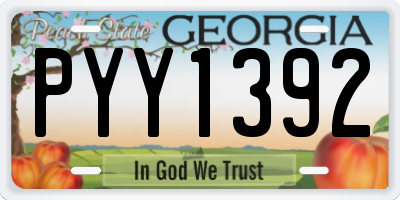 GA license plate PYY1392