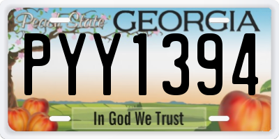 GA license plate PYY1394