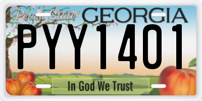 GA license plate PYY1401
