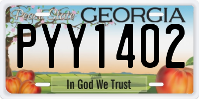 GA license plate PYY1402