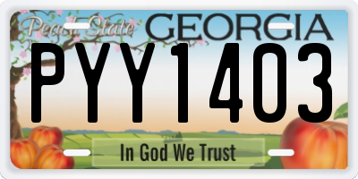 GA license plate PYY1403