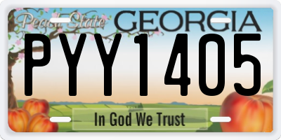 GA license plate PYY1405