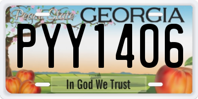 GA license plate PYY1406