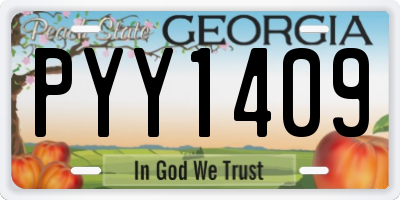GA license plate PYY1409