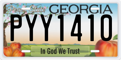 GA license plate PYY1410