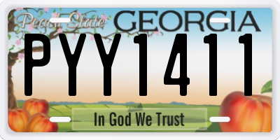 GA license plate PYY1411
