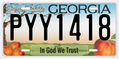 GA license plate PYY1418