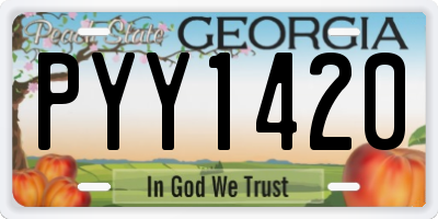 GA license plate PYY1420