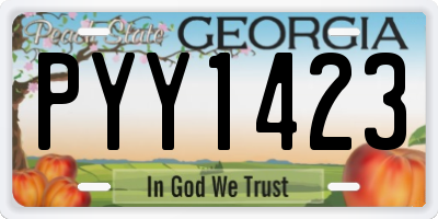 GA license plate PYY1423