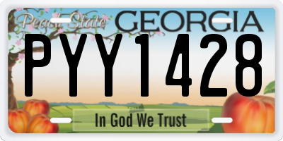GA license plate PYY1428