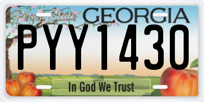 GA license plate PYY1430