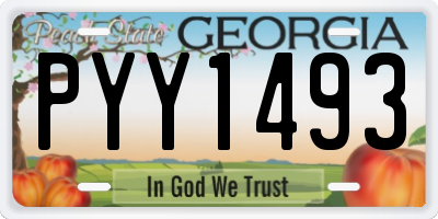 GA license plate PYY1493