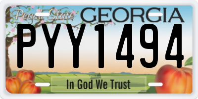 GA license plate PYY1494