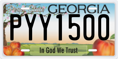 GA license plate PYY1500