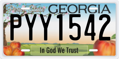 GA license plate PYY1542