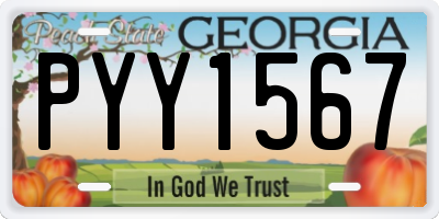 GA license plate PYY1567