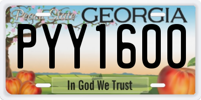 GA license plate PYY1600