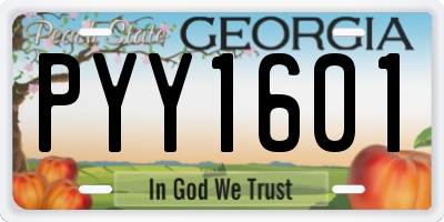 GA license plate PYY1601