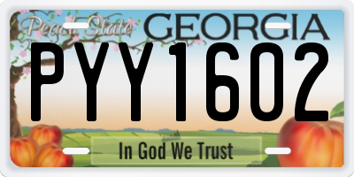 GA license plate PYY1602