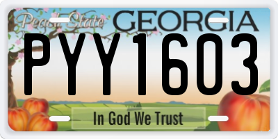 GA license plate PYY1603