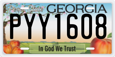 GA license plate PYY1608