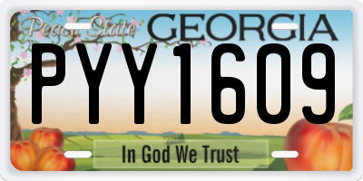 GA license plate PYY1609