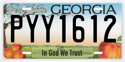 GA license plate PYY1612
