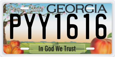 GA license plate PYY1616