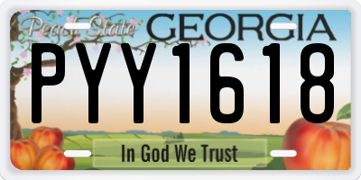GA license plate PYY1618