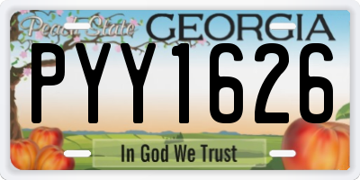 GA license plate PYY1626