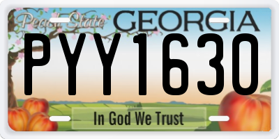 GA license plate PYY1630