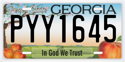 GA license plate PYY1645