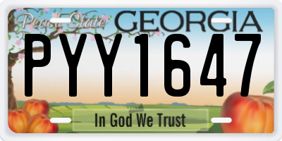 GA license plate PYY1647
