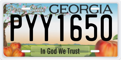GA license plate PYY1650