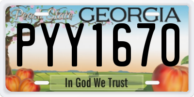 GA license plate PYY1670