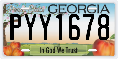 GA license plate PYY1678