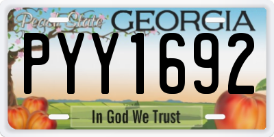 GA license plate PYY1692