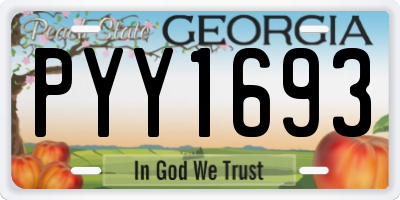 GA license plate PYY1693
