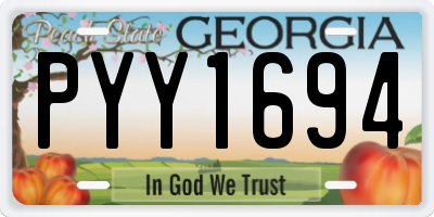 GA license plate PYY1694