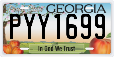 GA license plate PYY1699