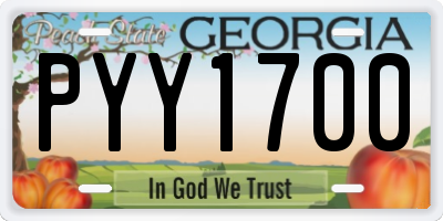 GA license plate PYY1700