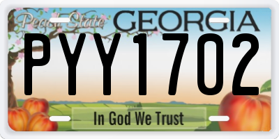 GA license plate PYY1702