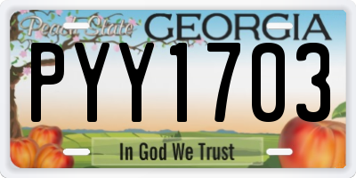 GA license plate PYY1703