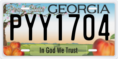 GA license plate PYY1704