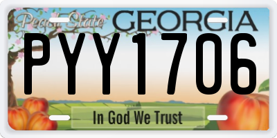 GA license plate PYY1706