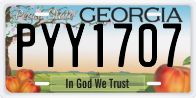GA license plate PYY1707